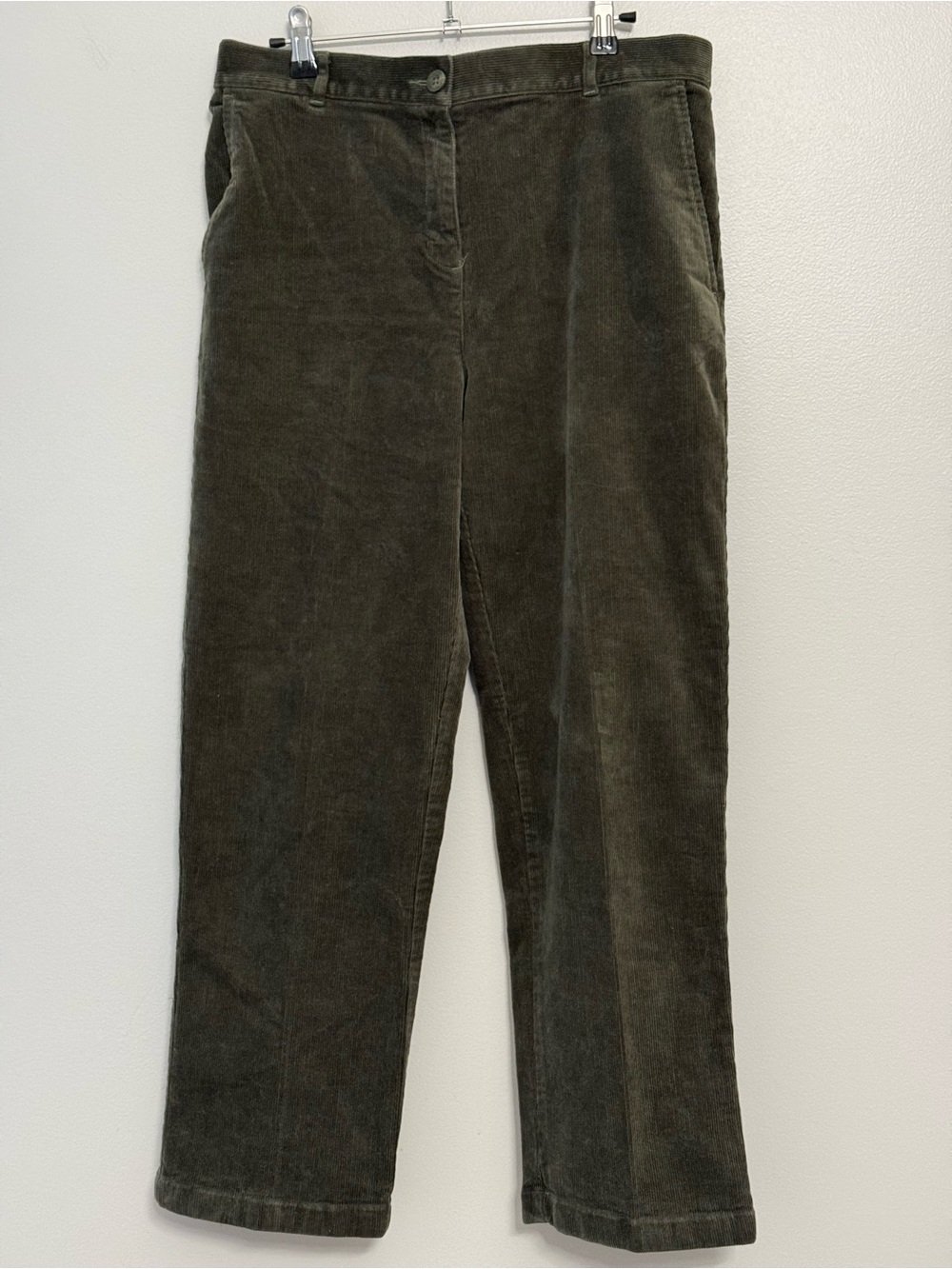L.L. Bean Olive Corduroy Straight-Leg Pants